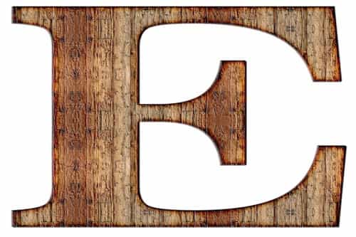 Wood textured Letter E