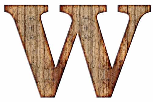 Wood textured Letter W