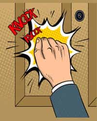 Door Knocking Hand knocking the door
