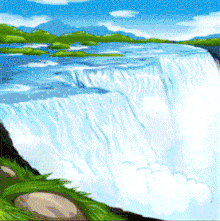 Fresh Water Blessing Paradise Depiction Water Fall