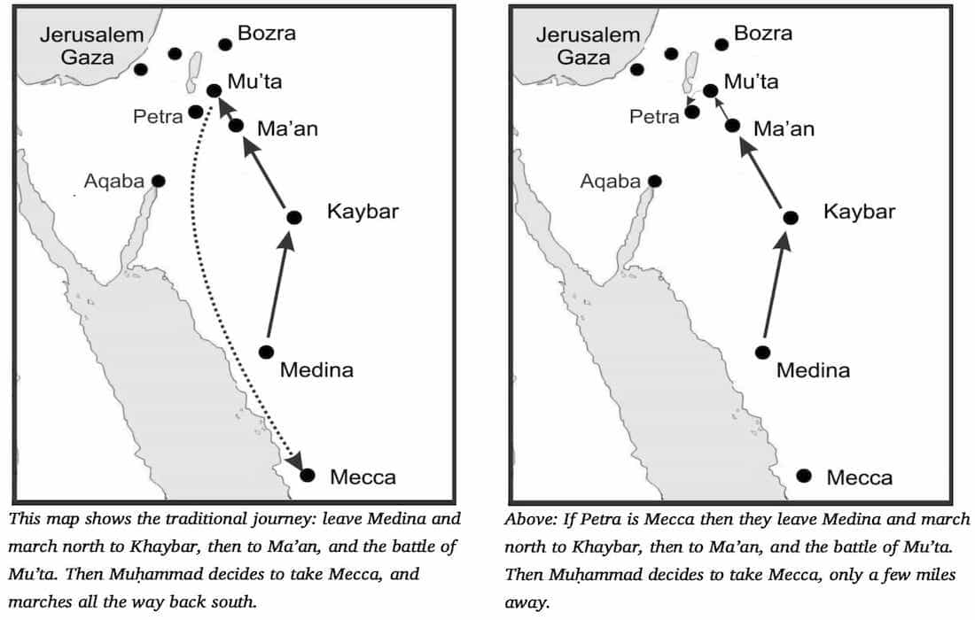 Map showing journey of Prophet for Mecca Conquest