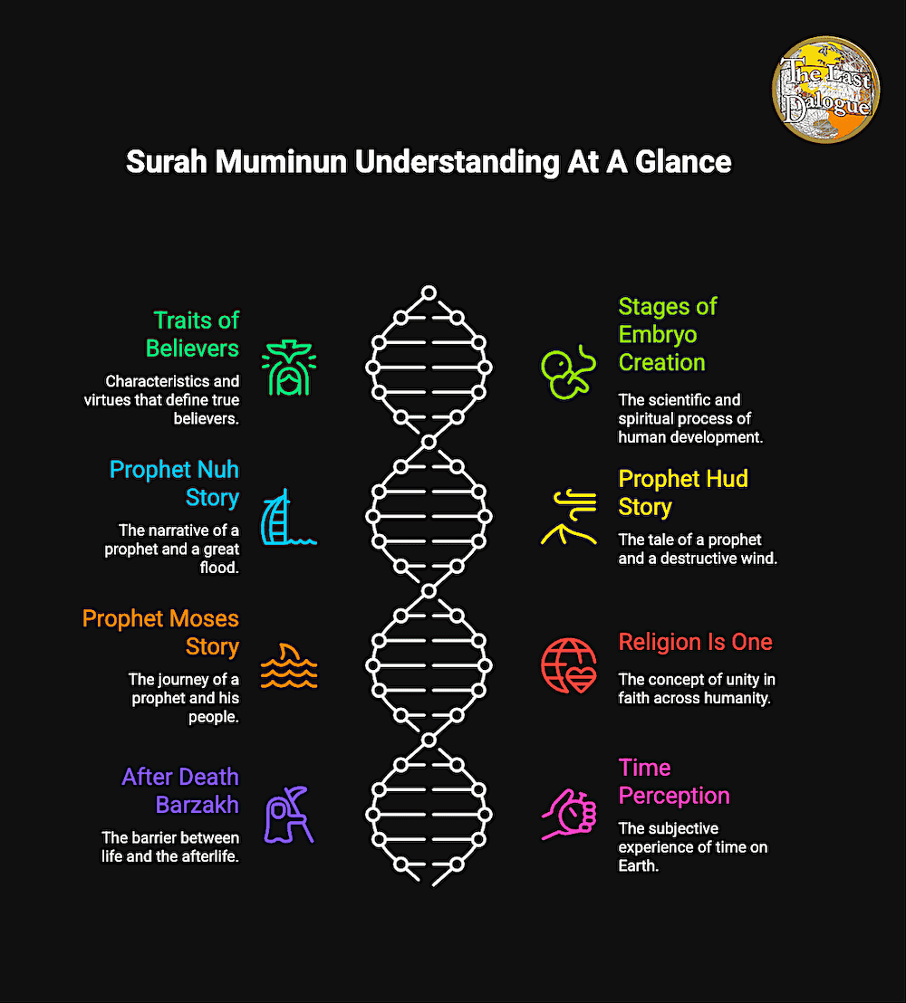 Surah Muminun Topics Infographic Showing Surah Muminun Understanding At A Glance