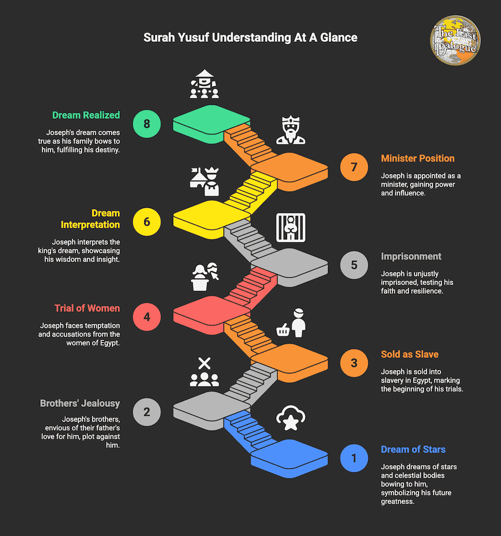 Surah Yusuf Topics Infographic Showing Surah Yusuf Understanding At A Glance