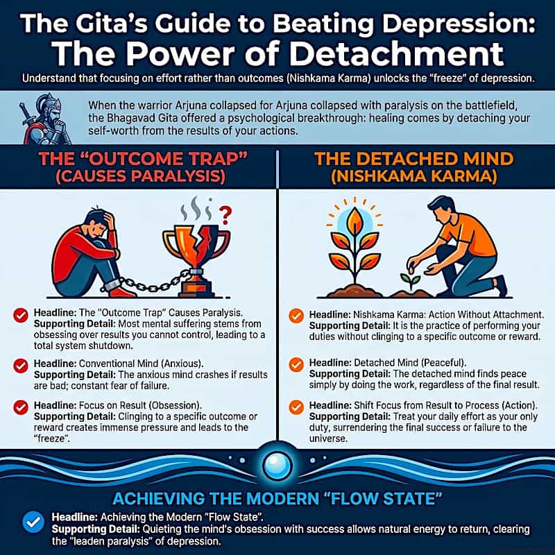Gita Depression Healing Guide Infographic showing Gita Depression Healing Guide
