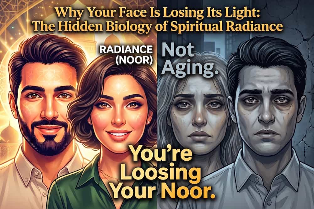 Split screen one side man & woman with bright faces other side with dull faces